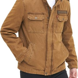 Mens Washed Cotton Military Jacket (Regular & Big & Tall Sizes)