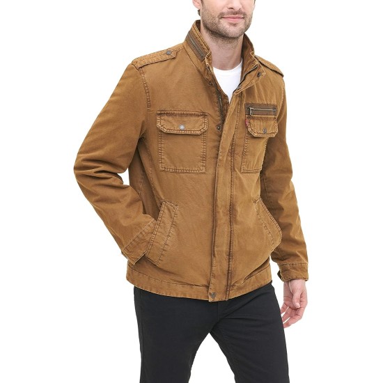 Mens Washed Cotton Military Jacket (Regular & Big & Tall Sizes) Mens Washed Cotton Military Jacket (Regular & Big & Tall Sizes)