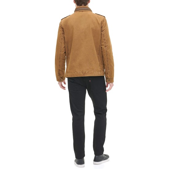 Mens Washed Cotton Military Jacket (Regular & Big & Tall Sizes) Mens Washed Cotton Military Jacket (Regular & Big & Tall Sizes)