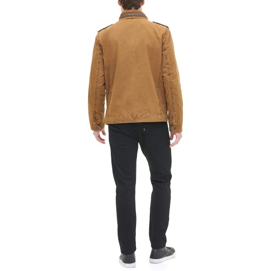 Mens Washed Cotton Military Jacket (Regular & Big & Tall Sizes) Mens Washed Cotton Military Jacket (Regular & Big & Tall Sizes)