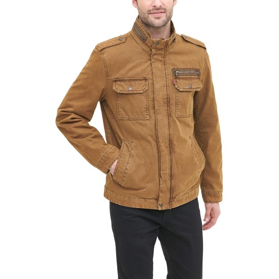 Mens Washed Cotton Military Jacket (Regular & Big & Tall Sizes) Mens Washed Cotton Military Jacket (Regular & Big & Tall Sizes)