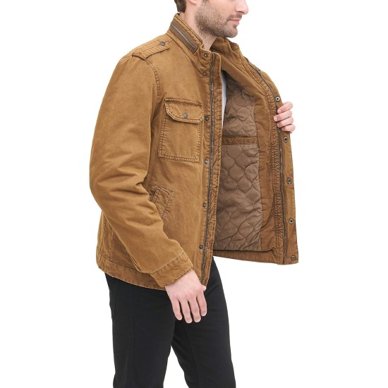Mens Washed Cotton Military Jacket (Regular & Big & Tall Sizes) Mens Washed Cotton Military Jacket (Regular & Big & Tall Sizes)