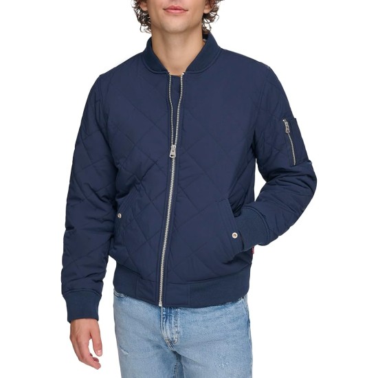 Men's Diamond Quilted Bomber Jacket Men's Diamond Quilted Bomber Jacket
