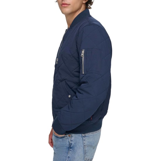 Men's Diamond Quilted Bomber Jacket Men's Diamond Quilted Bomber Jacket