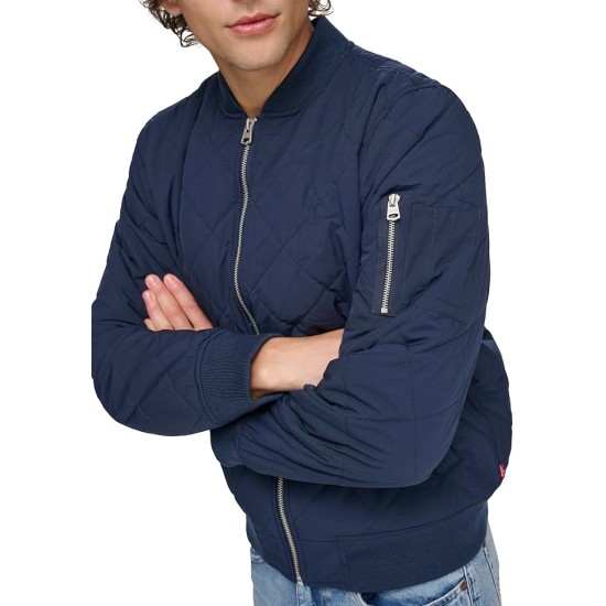 Men's Diamond Quilted Bomber Jacket Men's Diamond Quilted Bomber Jacket