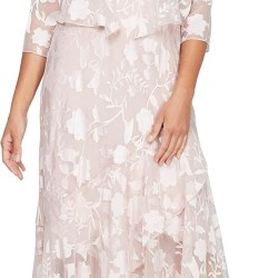 Women's Sleeveless Printed Chiffon Midi Spring/Summer Mother of The Bride Dress with Jacket & High-Low Hemline