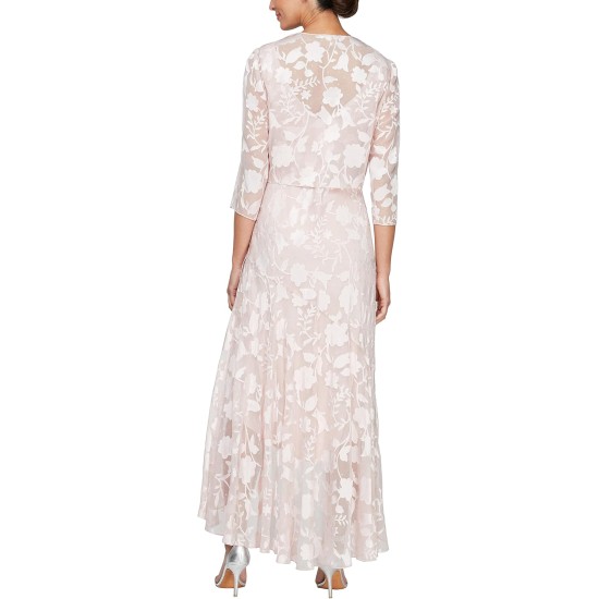 Women's Sleeveless Printed Chiffon Midi Spring/Summer Mother of The Bride Dress with Jacket & High-Low Hemline Women's Sleeveless Printed Chiffon Midi Spring/Summer Mother of The Bride Dress with Jacket & High-Low Hemline