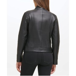 Women's Zip Front Fully Lined Leather Coat
