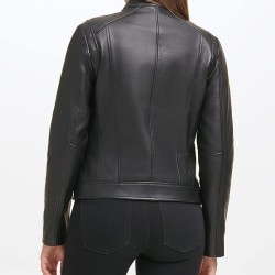 Women's Zip Front Fully Lined Leather Coat