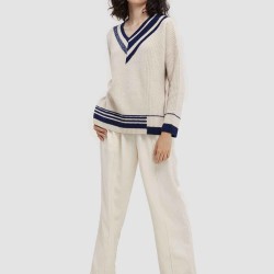 Line Stitching Yak Wool Sweater