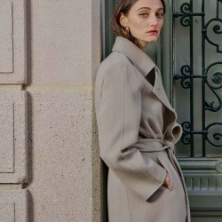 Earth Tone Belted Wool Coat