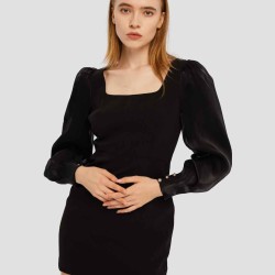 Illusion Cuff Sleeve Dress