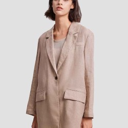 Single-Button Casual Linen Blazer
