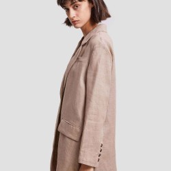 Single-Button Casual Linen Blazer