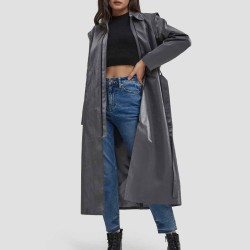 Long Shoulder Pad Trench Coat