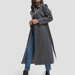 Long Shoulder Pad Trench Coat