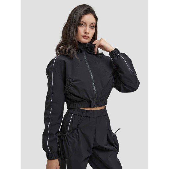 Long-Sleeve Drawstring Hooded Sports Jacket Long-Sleeve Drawstring Hooded Sports Jacket