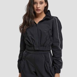 Long-Sleeve Drawstring Hooded Sports Jacket