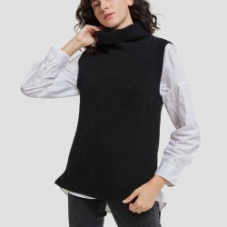 Sleeveless Turtleneck Wool Sweater