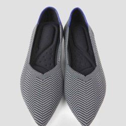 Stripe Pointy Toe Flap Shoes
