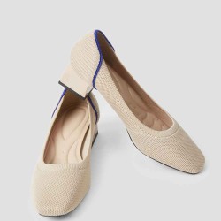 Square Toe Knitted Pumps