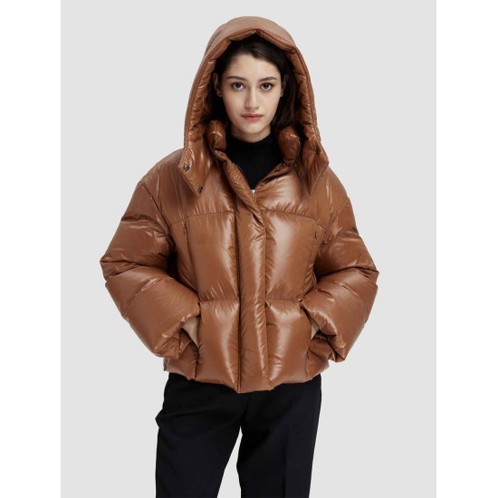 High Collar Cropped Hooded Puffer Jacket High Collar Cropped Hooded Puffer Jacket