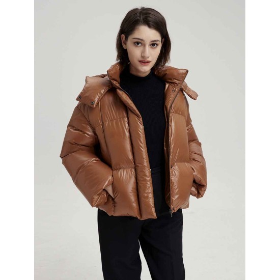 High Collar Cropped Hooded Puffer Jacket High Collar Cropped Hooded Puffer Jacket