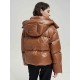 High Collar Cropped Hooded Puffer Jacket High Collar Cropped Hooded Puffer Jacket