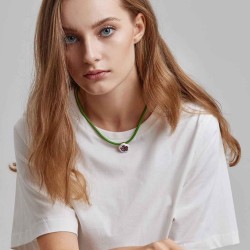 Faux Leather Floral Necklace