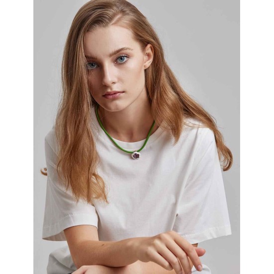 Faux Leather Floral Necklace Faux Leather Floral Necklace
