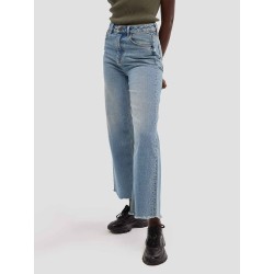 High-waist Wide Leg Frayed Jeans