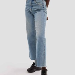 High-waist Wide Leg Frayed Jeans