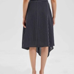 Asymmetric Stripe Flared Skirt