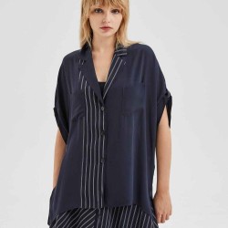 Short Sleeve Striped-Detail Shirt