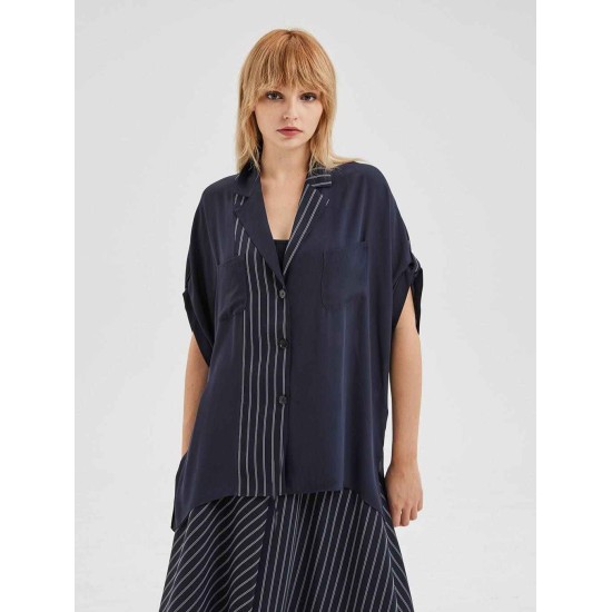 Short Sleeve Striped-Detail Shirt Short Sleeve Striped-Detail Shirt