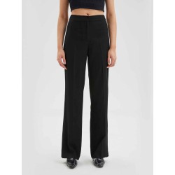 Slit-Leg Twill Black Trousers