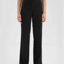 Slit-Leg Twill Black Trousers