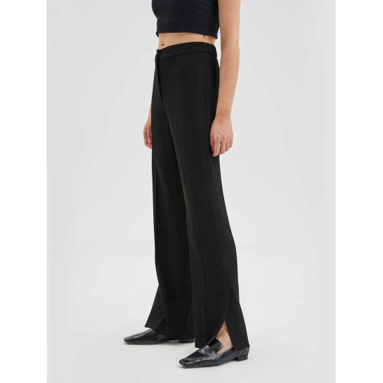 Slit-Leg Twill Black Trousers Slit-Leg Twill Black Trousers