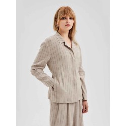 Stripe Tie-Waist Blazer