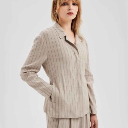 Stripe Tie-Waist Blazer