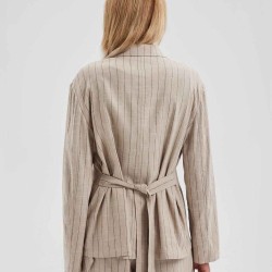 Stripe Tie-Waist Blazer