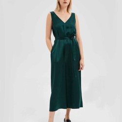 V-Neck Belted Jumpsuit