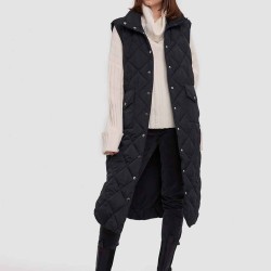 Long Quilted Sleeveless Down Waistcoat