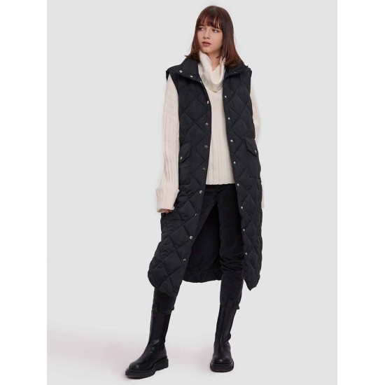 Long Quilted Sleeveless Down Waistcoat Long Quilted Sleeveless Down Waistcoat
