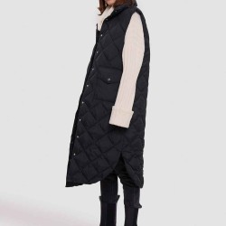 Long Quilted Sleeveless Down Waistcoat