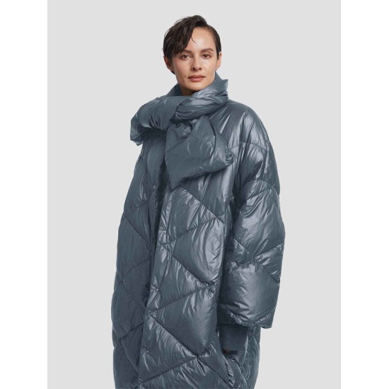 Quilted Puffer Jacket With Scarf Quilted Puffer Jacket With Scarf