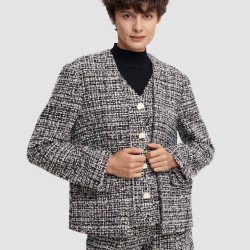 Tweed Fake Two-Piece Blazer