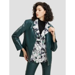 Buttoned Faux Leather Blazer
