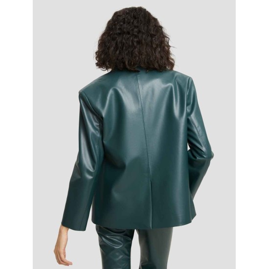 Buttoned Faux Leather Blazer Buttoned Faux Leather Blazer