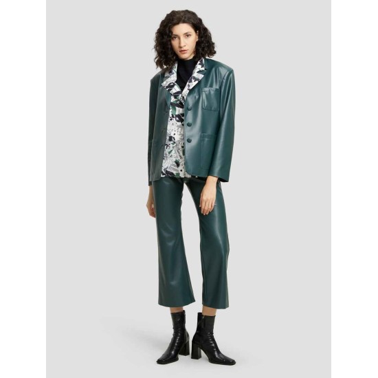 Buttoned Faux Leather Blazer Buttoned Faux Leather Blazer